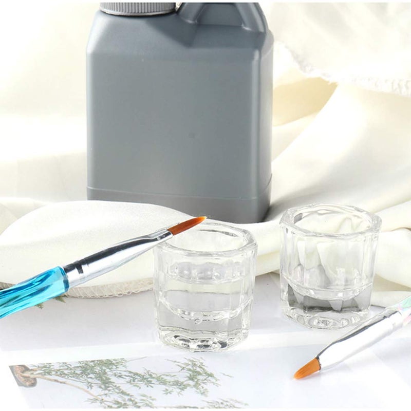 Bulex 2 Pack Dappen Dish Cups for Nail Art Acrylic Liquid - Clear Glass Nail Monomer Liquid Bowl Dampen Dish Acrylic Powder Holder, Acrylic Glass Jar for Nails - Image 4